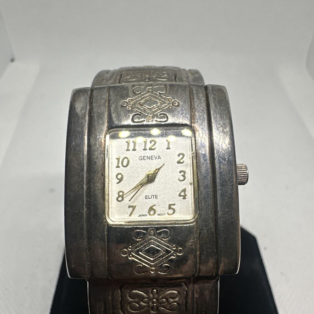Geneva Elite 1590 Women's Watch Cuff Bracelet Band Quartz Analog New Battery